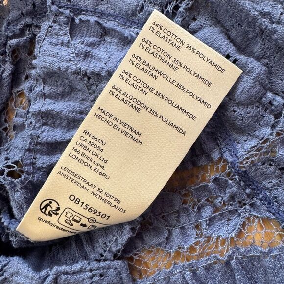 Free People Shayla Lace Mini Dress Denim Blue *Small seam Rip Size Medium - Picture 11 of 12